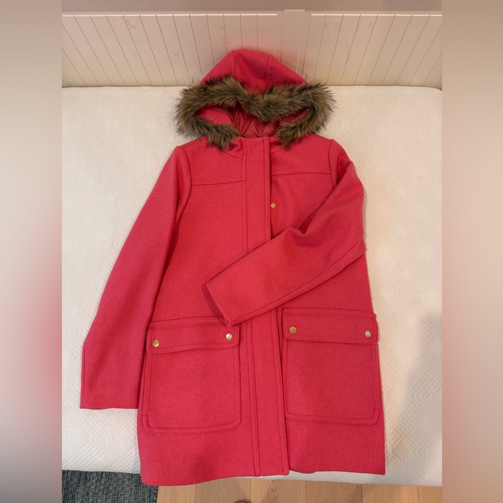 J Crew hooded wool coat